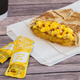 Taco Bell Breakfast Crunchwrap and salsa